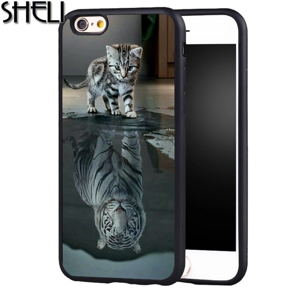 

SHELI White tiger cat case cover for Samsung Galaxy s4 s5 s6 S7 edge S8 plus note 2 3 4 5