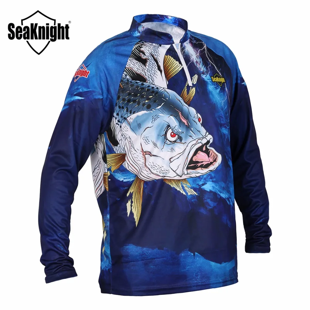 SeaKnight одежда для рыбалки SK004 длинный рукав L XL XXL XXXL XXXXL Лето быстросохнущая дышащая анти-УФ Защита от солнца футболка - изображение
