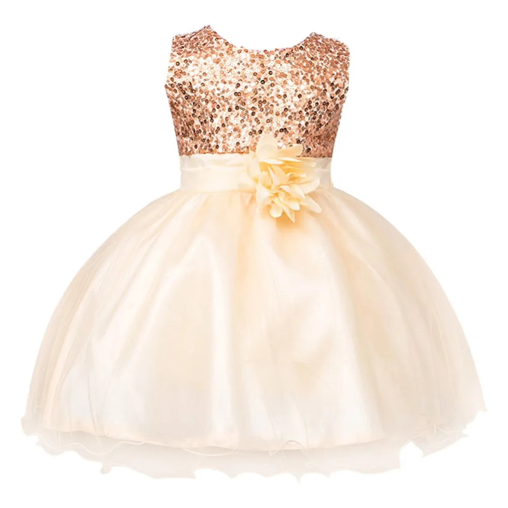 

2019 Cute Baby Dress for Girls Party Birthday Outfit Sleeveless Ball Gown Sequin Dress Wedding Pageant Party Tutu Dress Girls