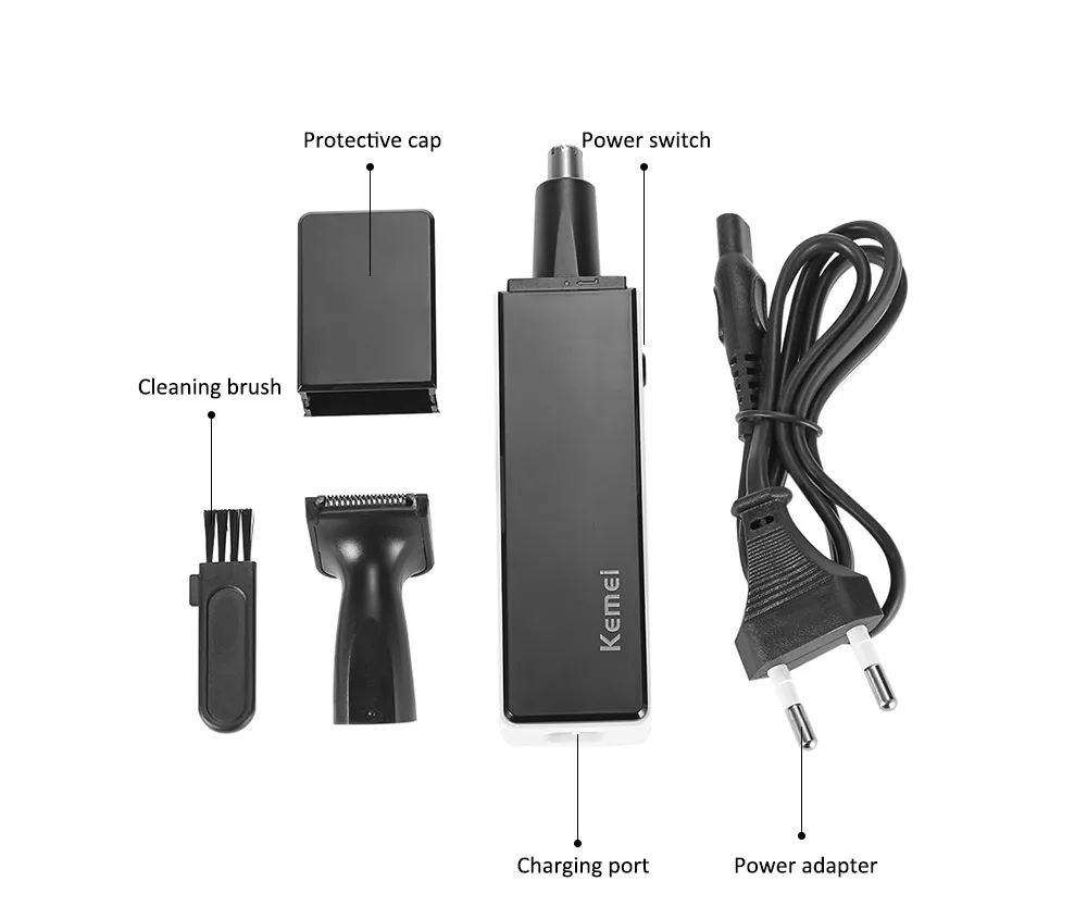 KM - 6672 2 in 1 Rechargeable Nose Ear Sideburns Cleaner Hair Trimmer