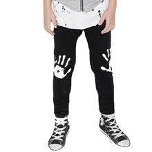 Штаны для маленьких мальчиков леггинсы для девочек с принтом руки, одежда для малышей Новинка года, брендовые милые детские штаны с принтом руки детская одежда, наряды