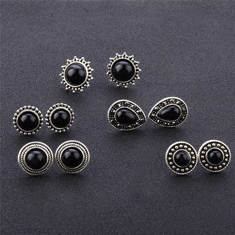 2018 Fashion earrings for women Bohemia Women Retro Silver Ear Clip Stud Earrings Jewelry for gift Brincos Bijoux Femme J06#N (10)