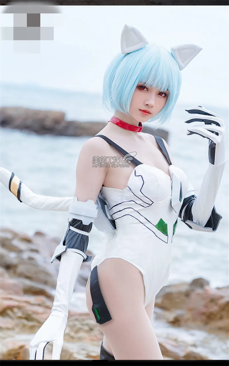 Горячая Новинка Аниме EVA Ayanami Rei платье AYANAMI REIREIAYANAMI Косплей Костюм Женщина-кошка хвост комбинезоны