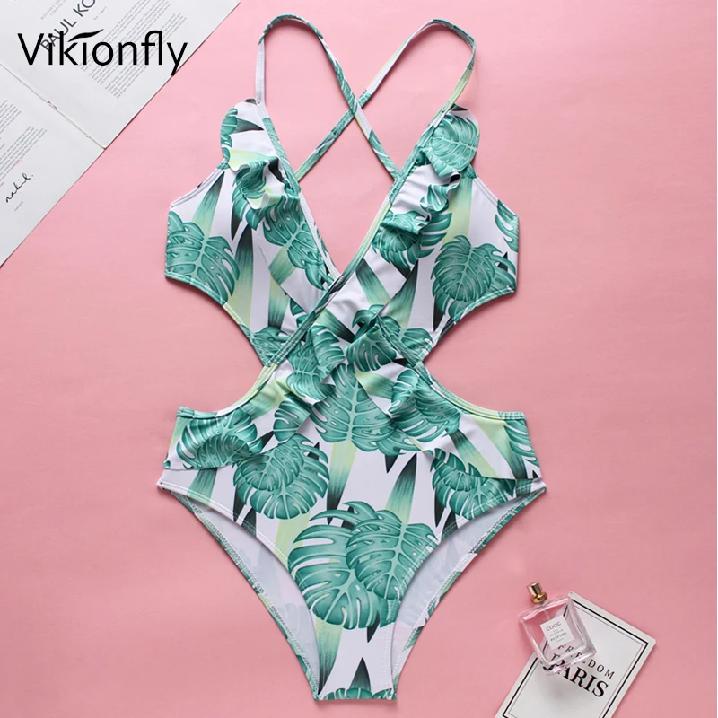 Новинка 2019 слитный купальник Vikionfly с оборками женский сексуальный монокини