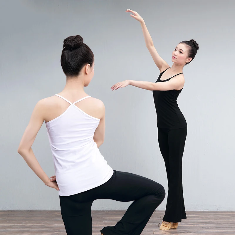 

Summer Sleeveless Cotton Shirts Women Girls Sexy Spaghetti Straps Tops Slim Ballet Dance Wear