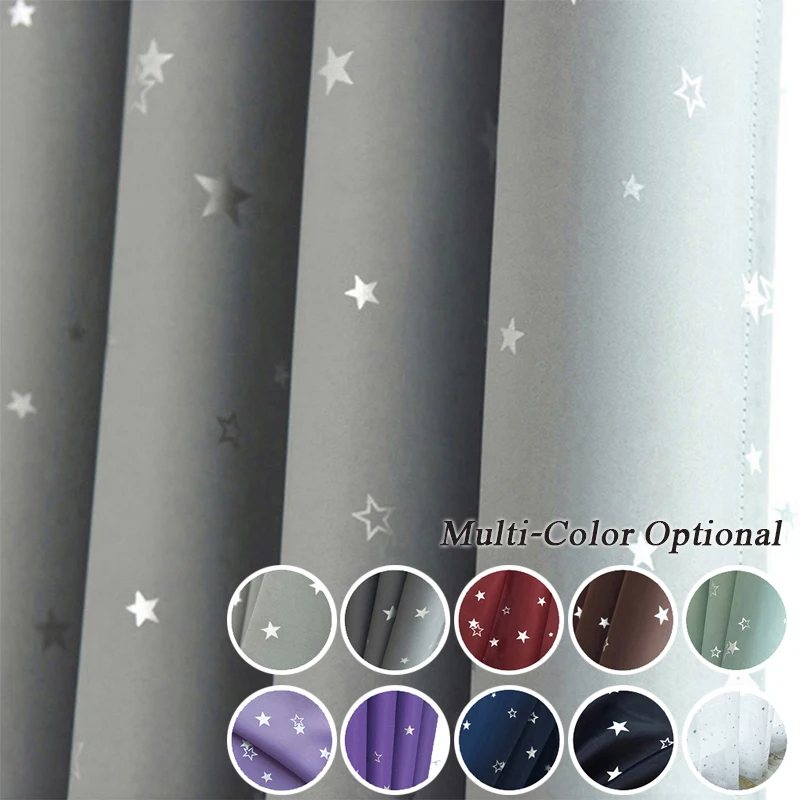 

Shiny Stars Children Cloth Curtains For Kids Boy Girl Bedroom Living Room Blue/Pink Blackout Cortinas Custom Made Drape WP123#40