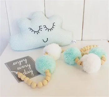 

Christmas Decor Garland TASSELS And Wooden Beads Baby Tones Green And White Bedoom Wall Hanging Nursery Decorations Toys