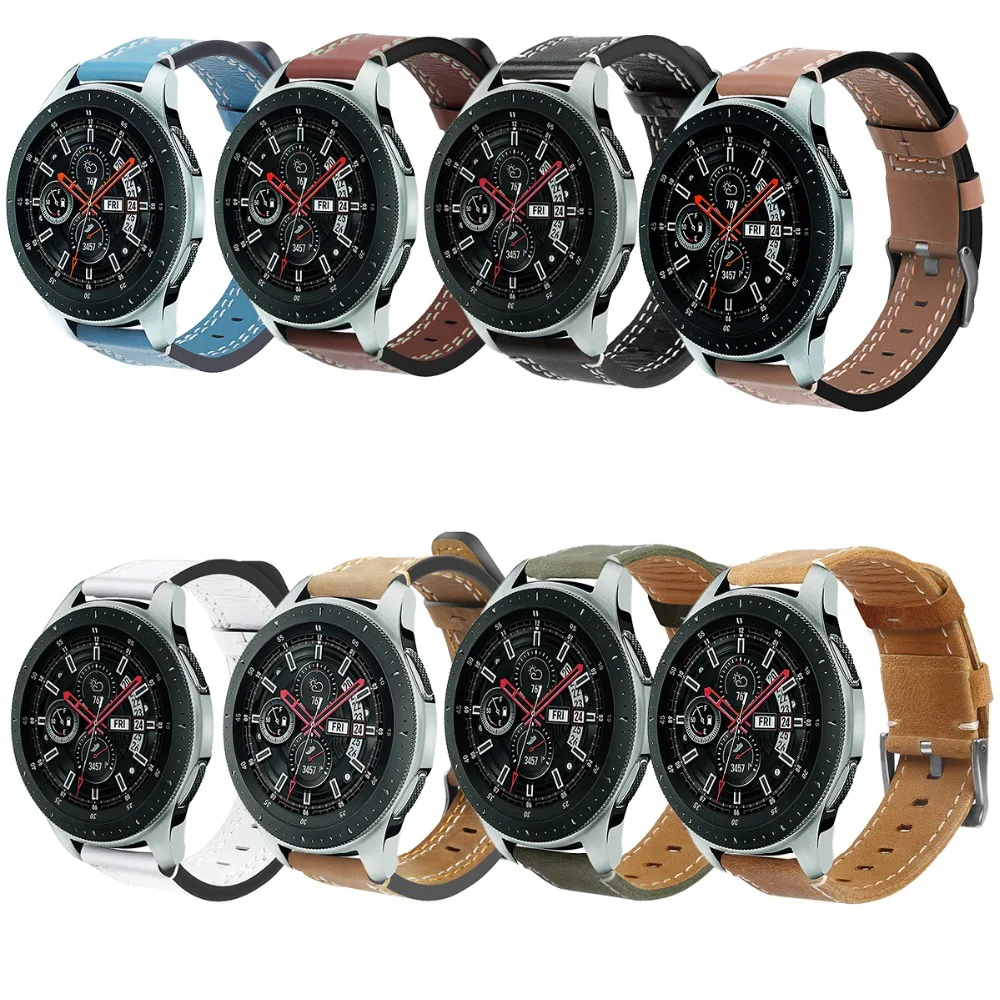 Ремешок кожаный для Samsung Galaxy Watch 46 мм быстросъемный браслет 22 мм|Смарт-аксессуары|