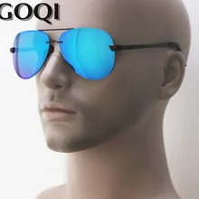 Goqi, знаковые мода пилот модель мужчины металлический каркас поляризованных солнцезащитных очков, 63 мм без оправы классический мужской праздник для отдыха Gafas
