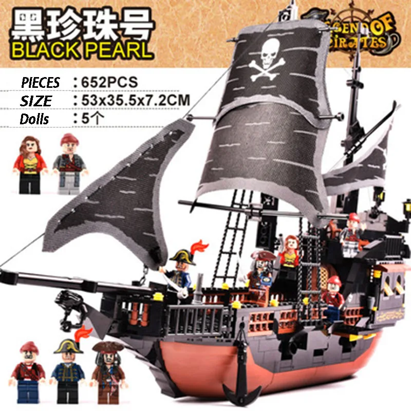 

Movie Pirates of the Caribbean Black Pearl Royal Port Royal Battleship Pirates Base Building Blocks Compatible Legoings Bricks