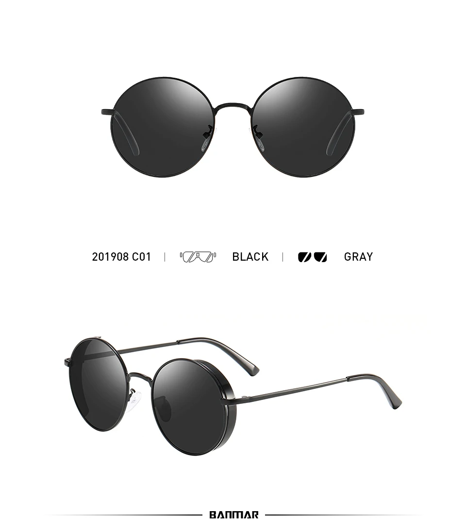 BANMAR, классические, готические, стимпанк Солнцезащитные очки, поляризационные, для мужчин и женщин, фирменный дизайн, Ретро стиль, круглая металлическая оправа, солнцезащитные очки, UV400 201908