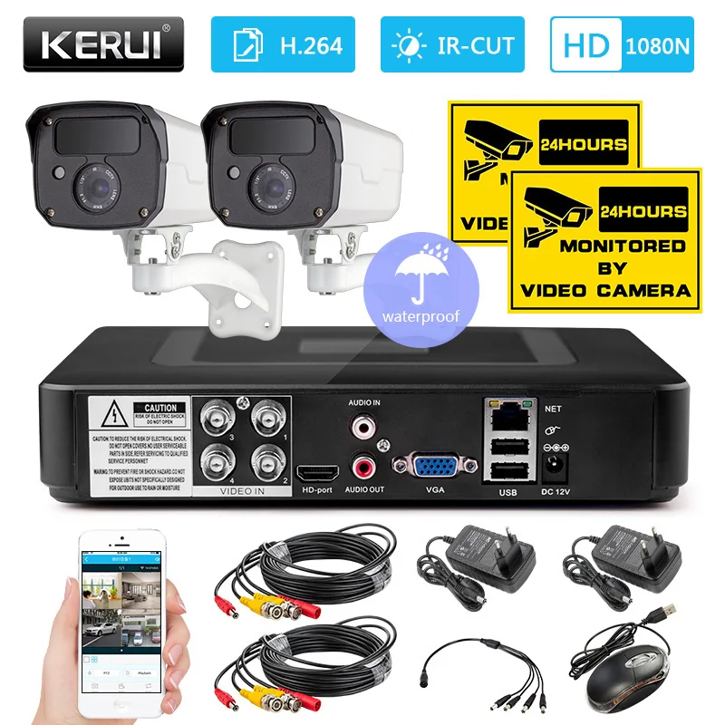 KERUI 4 Channel DVR Outdoor Video Camera Beveiligings Camera System with IR cut 2000TVL CCTV Surveillance 3MP AHD Camera