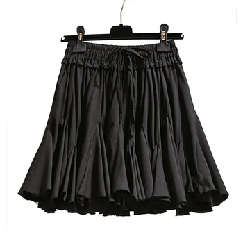 

Summer Women Chiffon Pleated Mini Skirt Female Korean High Waist Tutu Short Sun Skirt Preppy Style Elastic Waist Patchwork