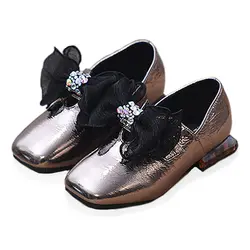 Bekamille/кожаная обувь для девочек; Осенняя детская обувь на каблуке; кроссовки для девочек; модная детская танцевальная обувь со стразами и