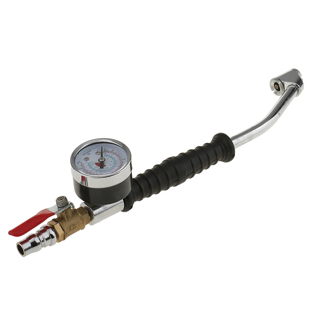 0-220 PSI Air Tyre Pressure Inflator Gauge Valved Compressor for Car Van Bike Tire Durable Rubber handle