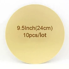 9,5 дюйма, 24 см, 10 шт./лот, золотой круг для торта, картонная основа, одноразовый Бумажный лоток для торта