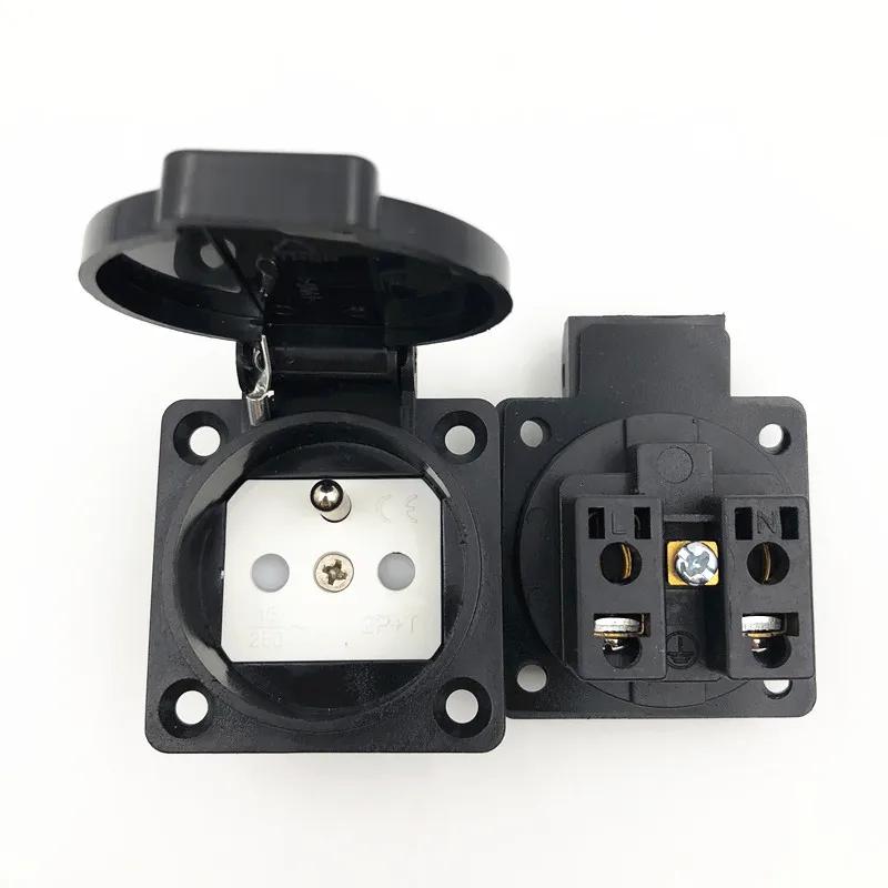 5pcs, 50x50mm, IP44 French waterproof socket 16A250V standard