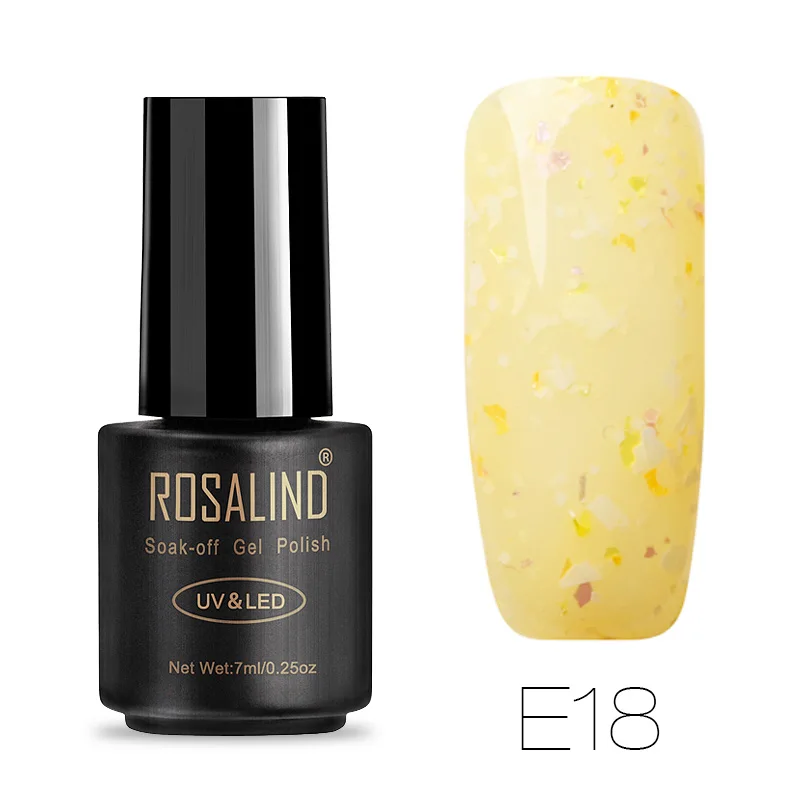 ROSALIND черная бутылка Снежинка серия 7 мл гель лак для ногтей Полупостоянный лак для ногтей Блеск УФ-гель для ногтей - Цвет: E18