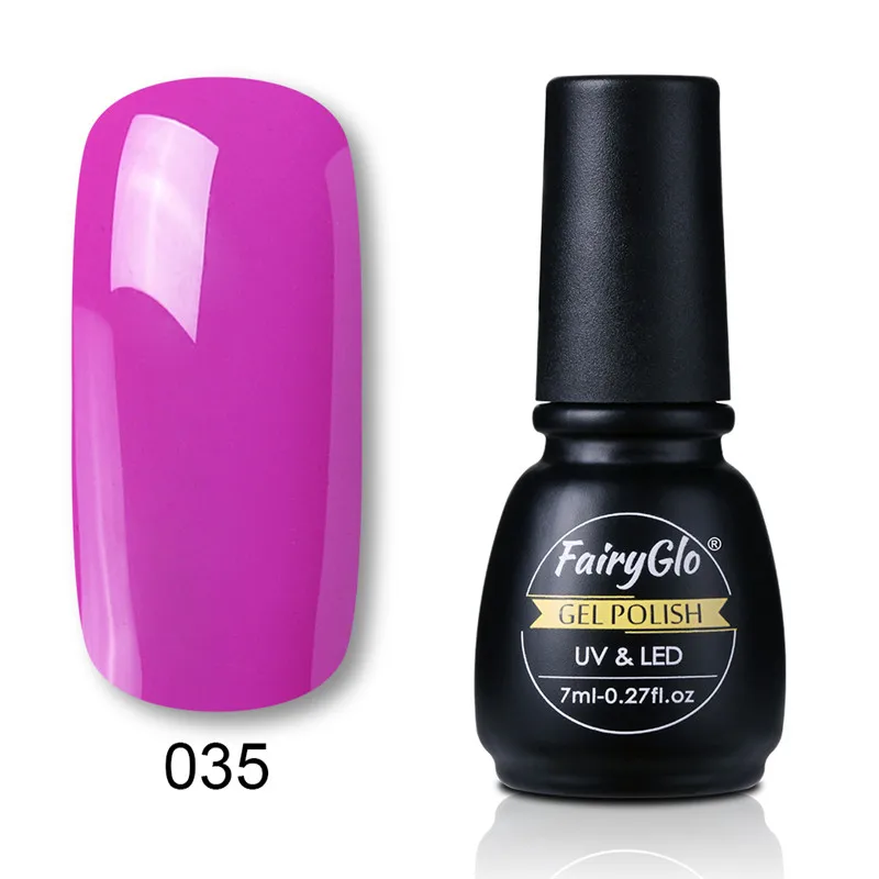 Fairyglo для ногтей лак 7 мл, флакон, черный цвет ногтей лак для ногтей Vernis режущей поверхностью, семиперманентный лак 194 Цвета, Гель-лак для ногтей - Цвет: 035