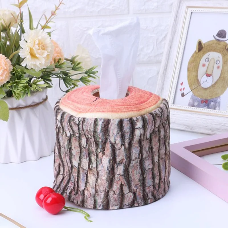 

1pc Creative Stump Pattern Tissue Box Premium Napkin Holder Natural Tissue Case Home Kitchen Gadget Kitchen Box for Decoration