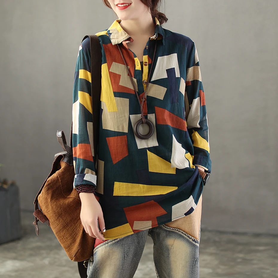 

Womens Linen Shirt Blouse Tops Asymmetric Retro Vintage Casual for Summer Spring Big Loose Oversized Asymmetric AZ10193317