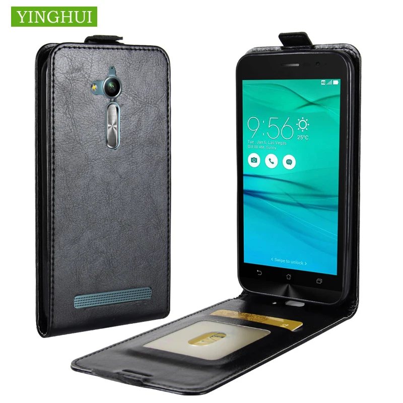 

Wallet Flip Leather Case Back Cover For Asus ZenFone Go ZB500KL ZB500KG 5.0" protective case High Quality Vertical phone case
