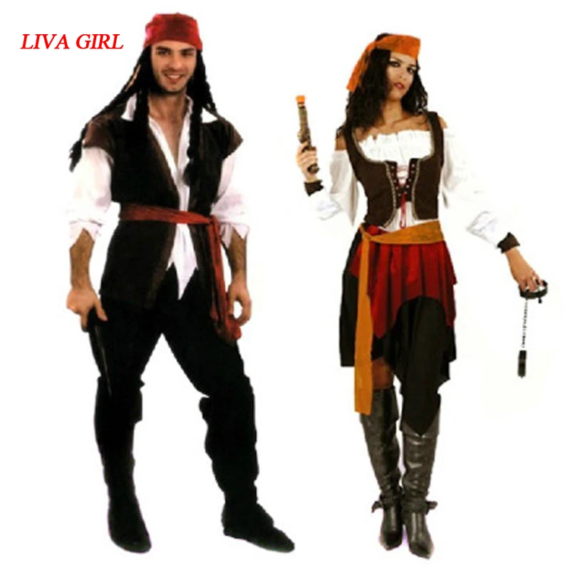 Mens Pirate Shirt Fancy Dress Costume Pirates Of The Caribbean Halloween Outfit