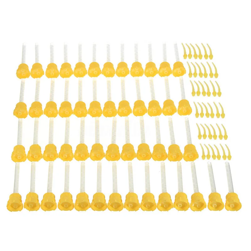 

50x Dental Impression Tip Temporary 1: 1 Silicone Rubber, 50X Yellow Tips+Injection Head Drop Shipping