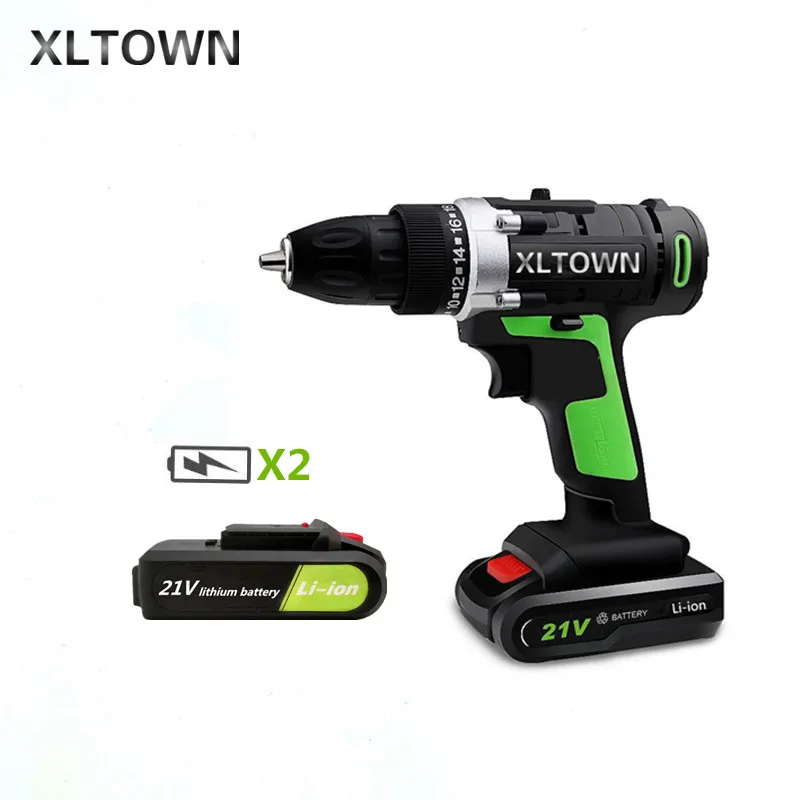 

XLTOWN new 21v Home Cordless Electric Drill with 2 battery Multi-Motion lithium battery Rechargeable Electric Screwdriver
