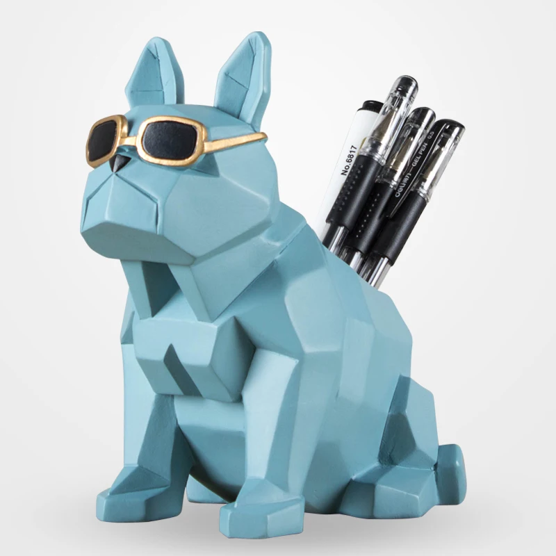 Modern Geometry Bulldog Pen Case Ornaments Dog Pen Holder Office Study Ornaments Desktop Pen