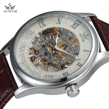 

Top Brand Mechanical Wristwatches Dress Clock Automatic Self Wind Roman Dial Fashion Men Skeleton Wrist Watch relogio masculino