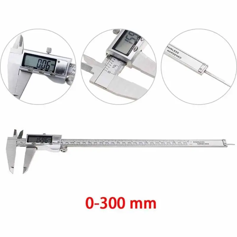 

0-300mm/0.01mm Electronic Digital Caliper Ruler Metal vernier caliper Stainless Steel Gauge Micrometer Measure Tools W/ Case box