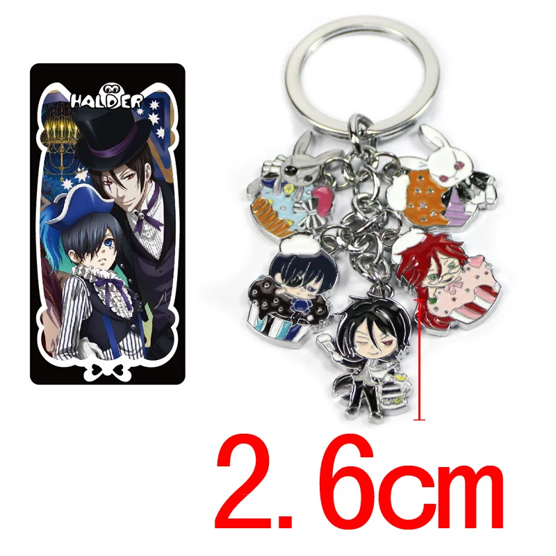 

Black Butler Kuroshitsuji Keyring Maylynn Ciel Phantomhive Rabbit Metal Model Toy 5 Pendants Figures Alloy Fashion Keychain