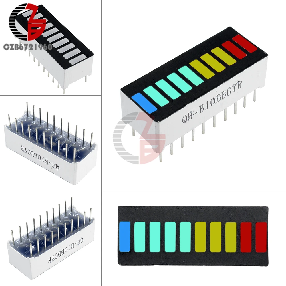 

2Pcs LED Display Module 10 Segment Bargraph Light Display Module Bar Graph Ultra Bright Red Yellow Green Blue Color Multi-color