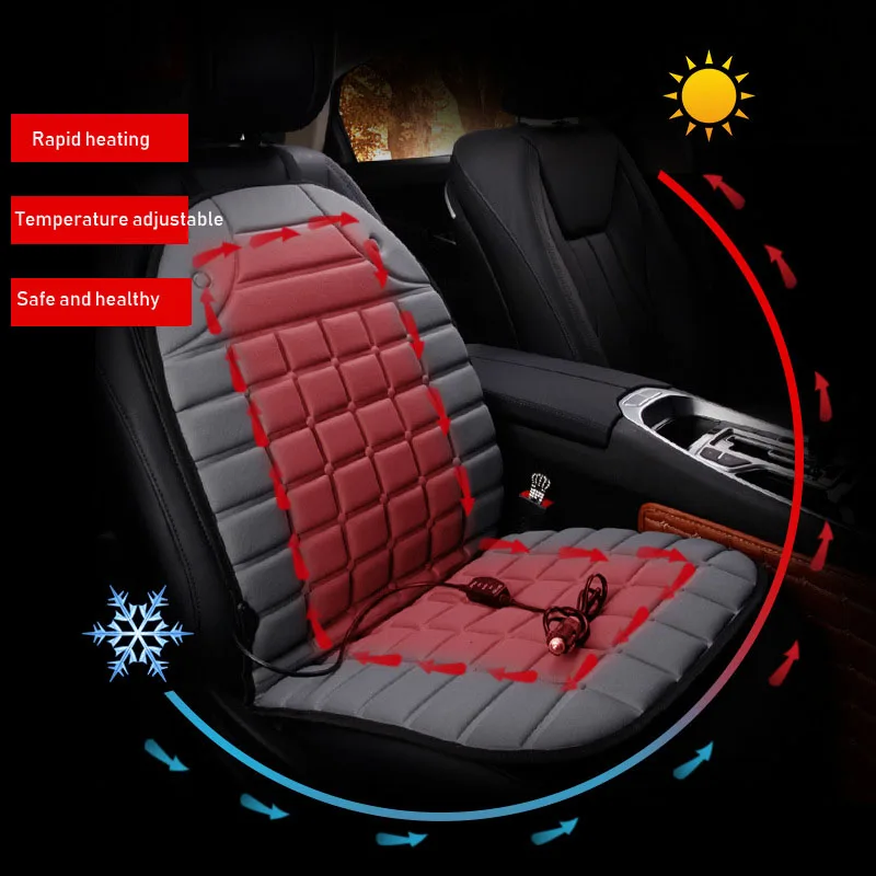 

CHIZIYO 12V Car Universal Electric Heating Seat Cushion Winter Warm Vehicle Mat Black Gray