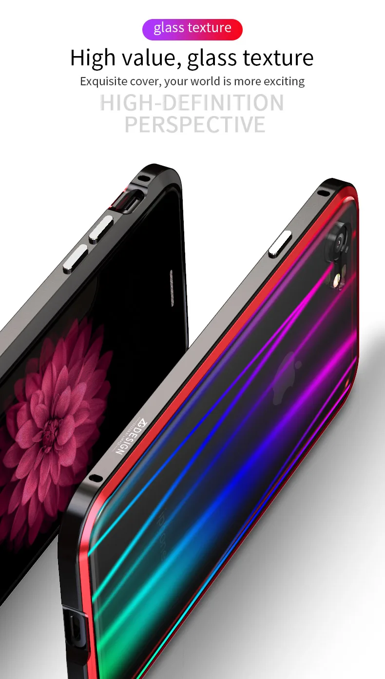 LUPHIE Colorful Laser Aurora Case For iPhone X 8 7 Plus Luxury Glass Case (5)