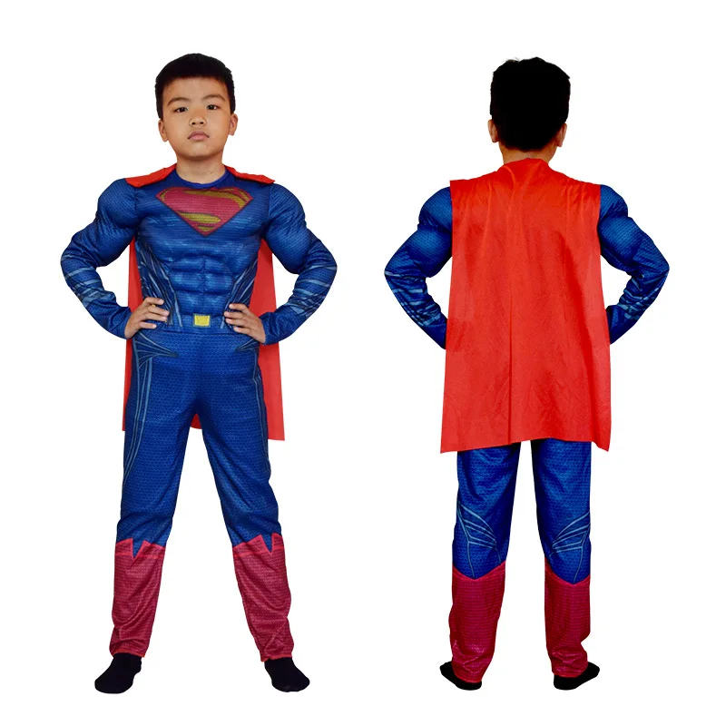 

Deluxe Costume 2018 High Quality Children mucle Superman Cosplay Clothing Halloween Costume For Kids