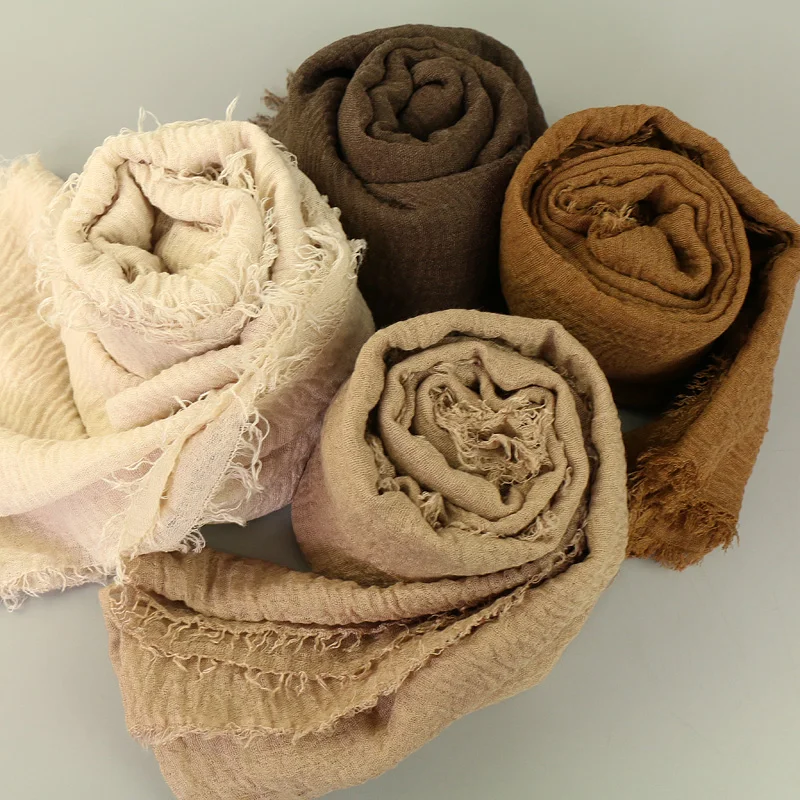 LMLAVEN мерцающие женские хлопковые шарфы большой размер|scarf shawl|cotton scarfcotton crinkle shawl |
