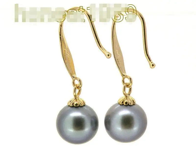 

Free Shipping >>>> Genuine AAA+++ 9mm perfect round gray south sea pearl dangle earring 925 silver