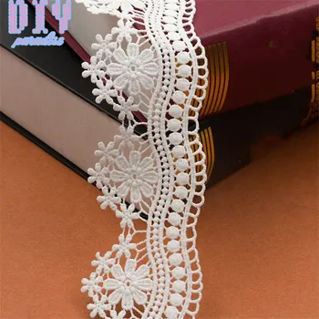 

15 yards Milk silk Hollow Embroidered Flower Lace Trim Ribbon Sewing Wedding Bridal Dress DIY Fabric Craft