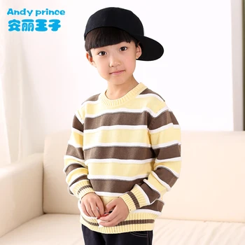 

Spring and Autumn 100% Cotton Boy Sweater Basic Shirt Child Sweater Children's Clothing Pullover O-neck Striped Clothes for Kids