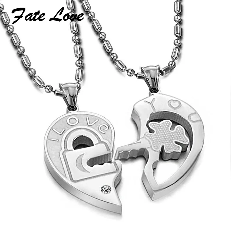 

Fate Love New Fashion Top Quality heart-shaped titanium steel jewelry heart to heart pendant for couples love Gift Jewelry