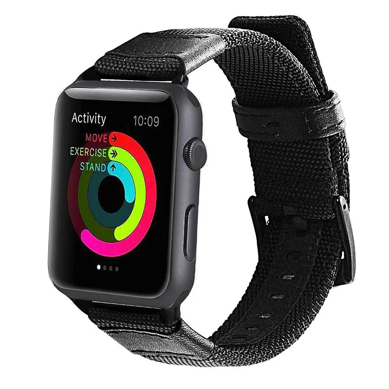 Нейлоновый ремешок из натуральной кожи для часов Apple Watch 38 мм 42 мм 40 мм 44 мм браслет iWatch серии 5 4 3 2 1 Спортивный Браслет