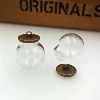 

50sets 20x12mm glass globe with ordinary base set glass vial pendant glass cover jewelry accessory