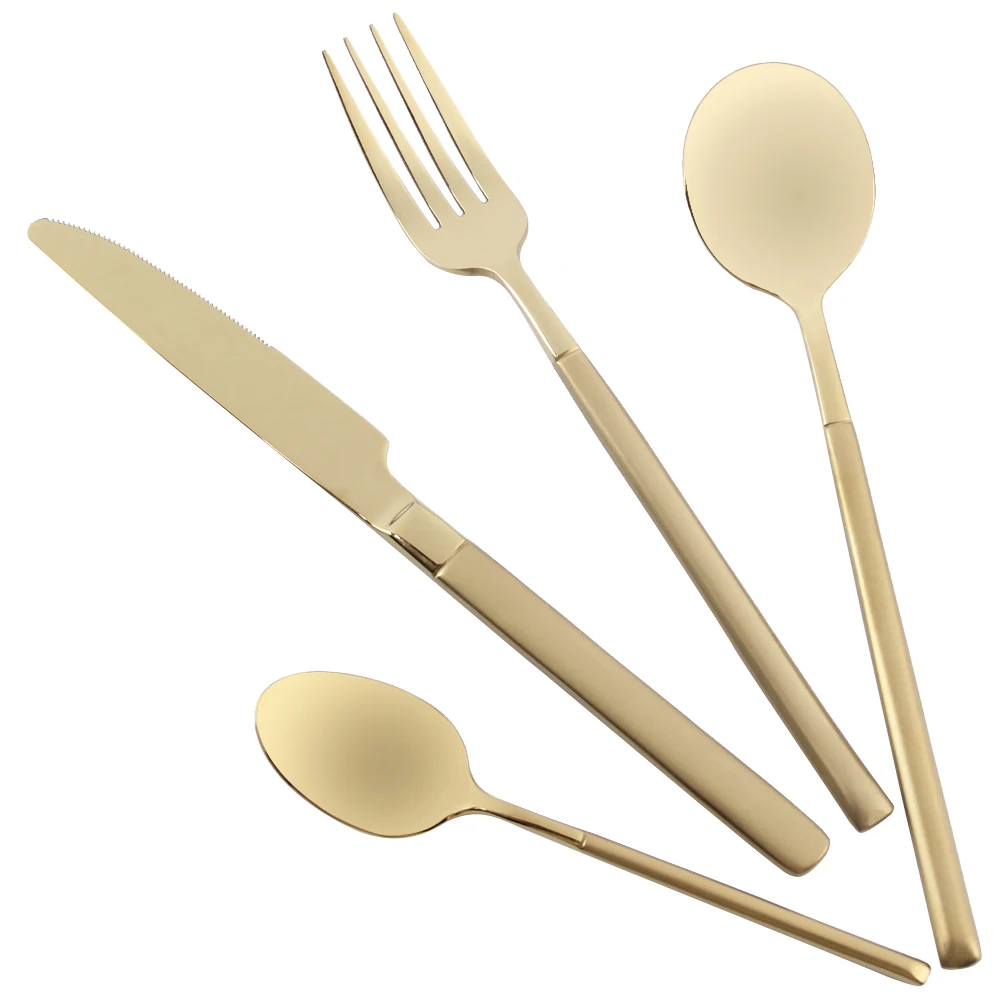 24Pcs/Lot Gold Flatware Set Stainless Steel Cutlery Set Gold Steak