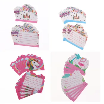 

10pcs Mermaid Avengers Detective Pikachu Spiderman Unicorn Theme Invitation Card Baby Shower Supplies Party Favors