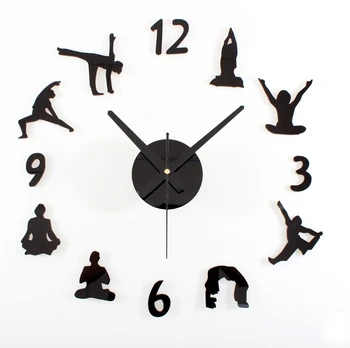 

Mute Home Living Room Wall Clocks Yoga Type Clocks DIY Quartz Fashion Bar DIY Wall Watches
