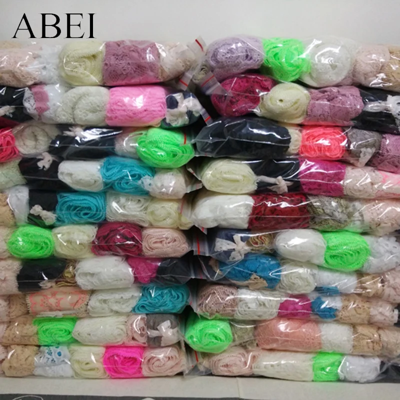 

250g/lot 2-20cm width Random Mix Colors Embroidery Stretch Lace Trims for Home Texile Clothes Diy Sewing Elastic Fabric Ribbon