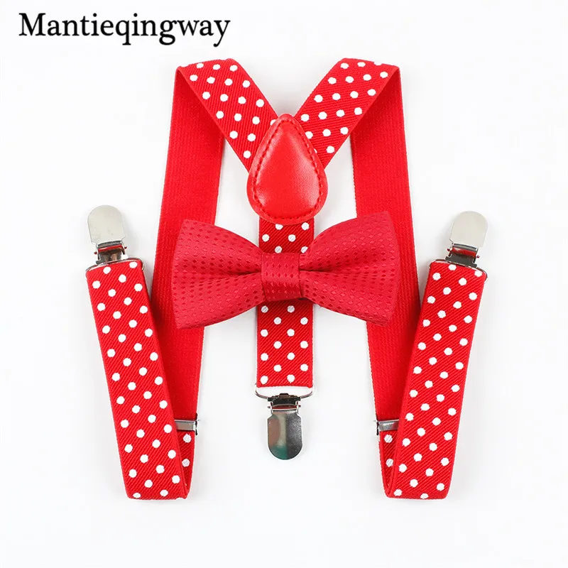 Детский комплект с галстуком бабочкой Mantieqingway на подтяжках в горошек бантом
