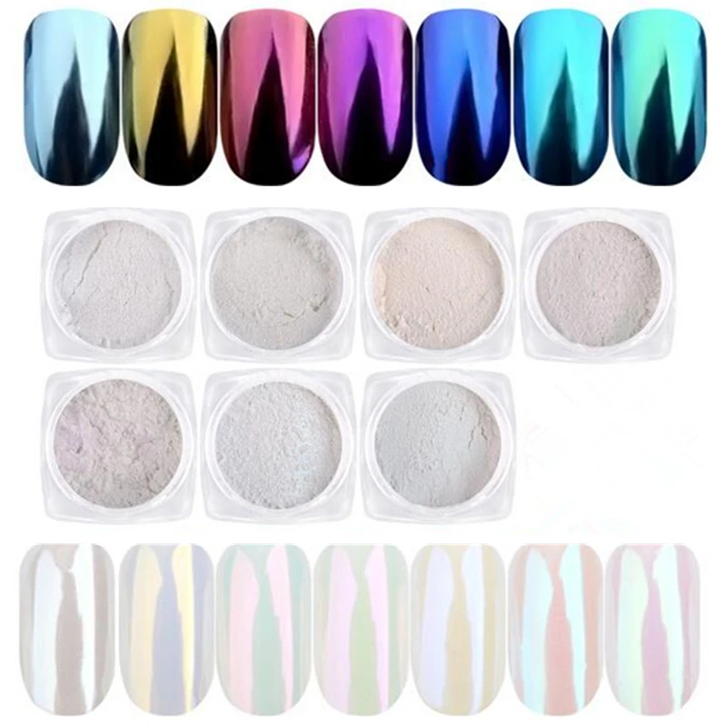 

Nail Art Shell Powder Mirror Effect Glitter Chrome Pigment Dust Shimmer Gel UV Polish Tips Manicure Decoration DIY Tools Salon